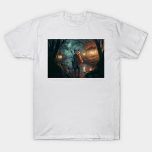 Guy with Fox Mask in the forest T-Shirt